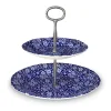 Burleigh Blue Calico 2 Tier Cake Stand- Serving Plates & Boards