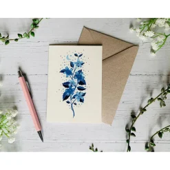 Becky Amelia Blue Cosmic Wildflower Greeting Card- Greeting Cards