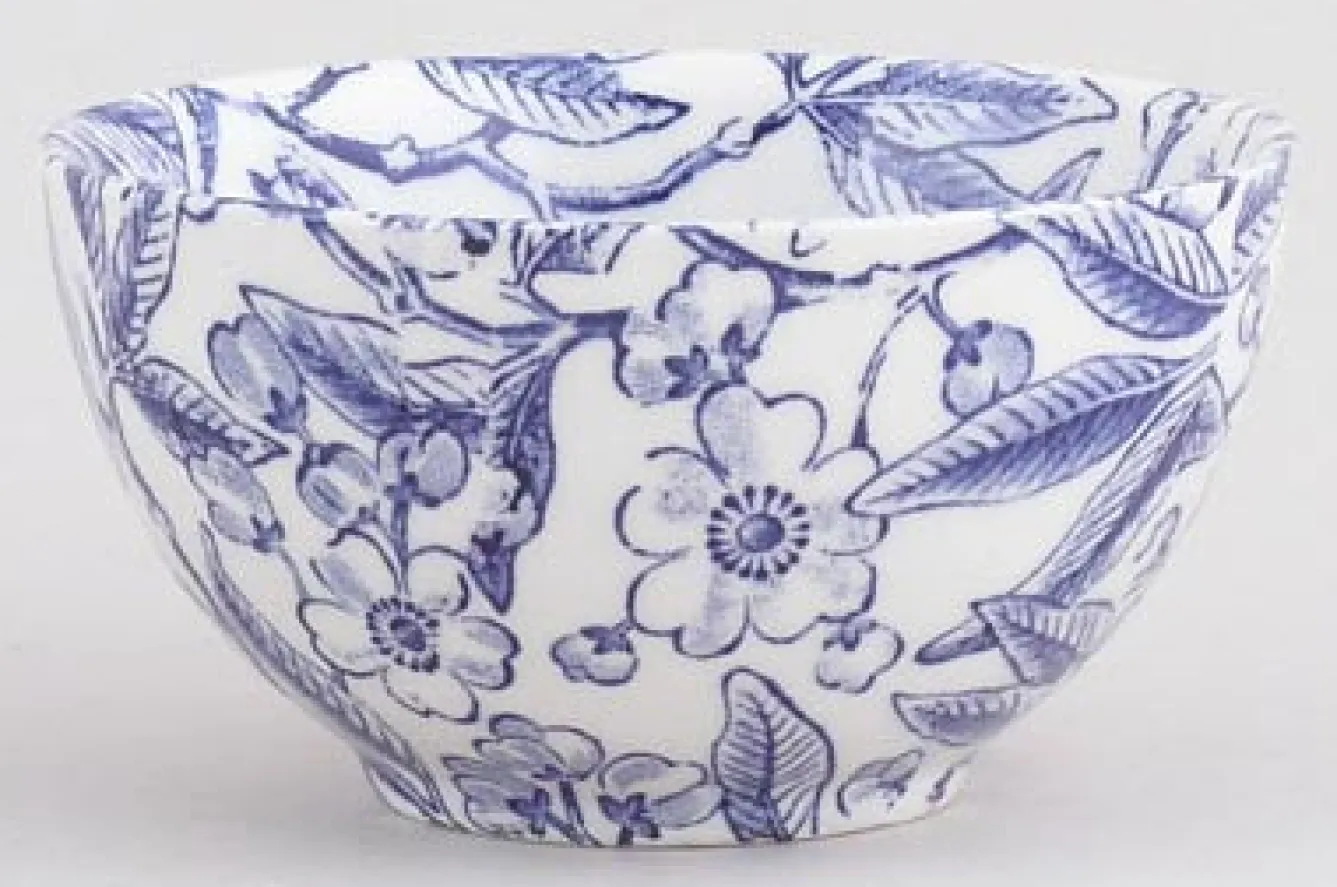 Burleigh Blue Prunus Small Sugar Bowl - 3.75in/9.5cm- Tea|Bowls & Dishes