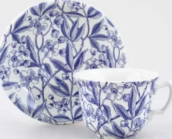 Burleigh Blue Prunus Teacup and Saucer- Tea|Teacups