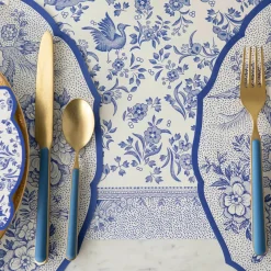 Burleigh Blue Regal Peacock Pad Paper Table Runner- Placemats