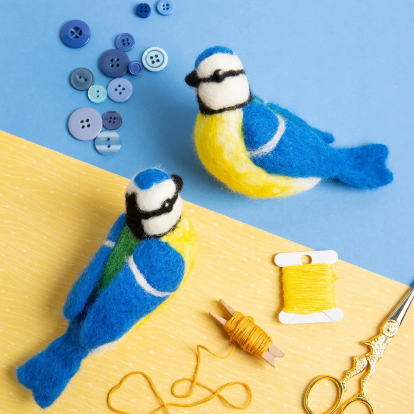 Hawthorn Handmade Blue Tits Needle Felting Kit- Crafts