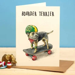 Bewilderbeest Boarder Terrier Greetings Card- Greeting Cards