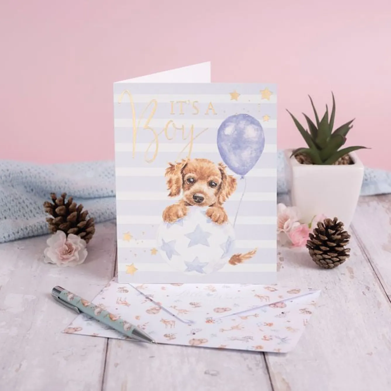 Wrendale Designs Bouncing Boy - It's a Boy Greetings Card- Greeting Cards|Children