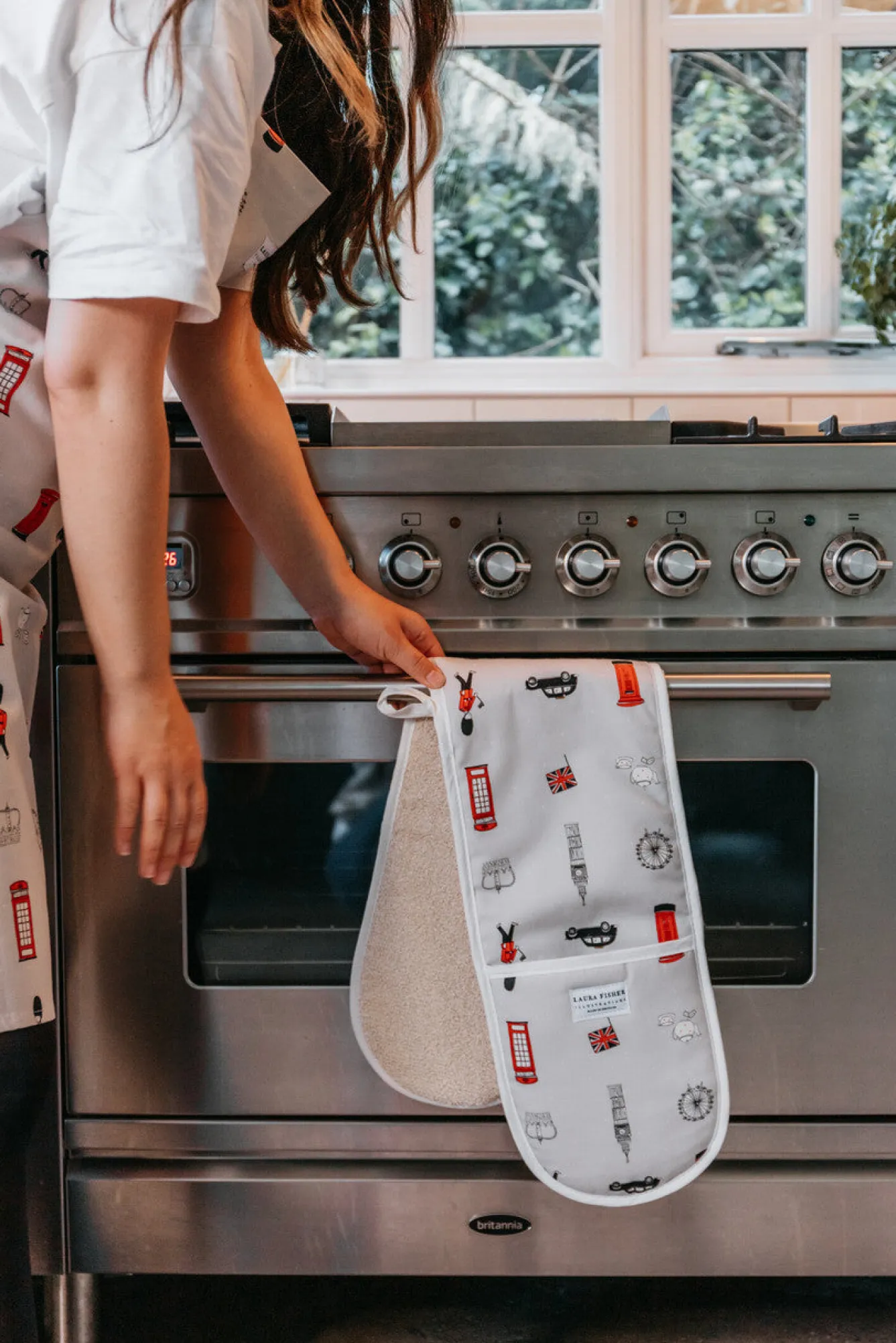 Laura Fisher Bright & British Double Oven Glove- Oven Gloves/Mitts
