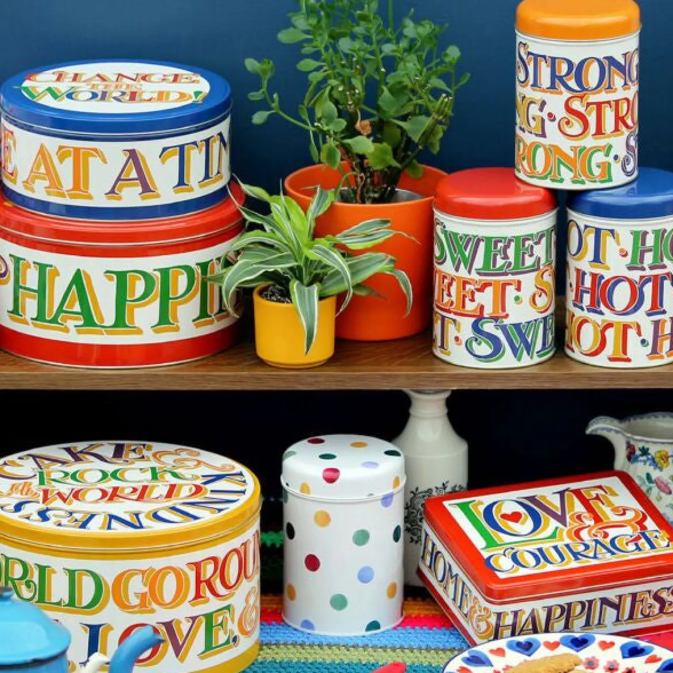 Emma Bridgewater Brighter World Set of 3 Round Caddies- Valentine's Day|Storage Caddies