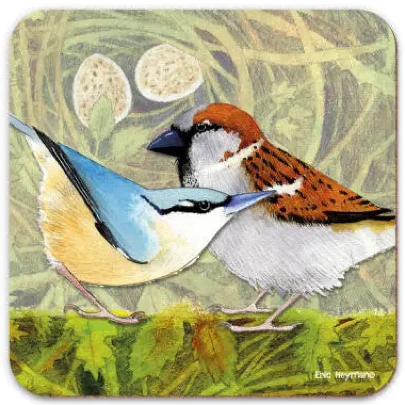 Emma Ball British Birds 2 Coaster- Tea|Coasters