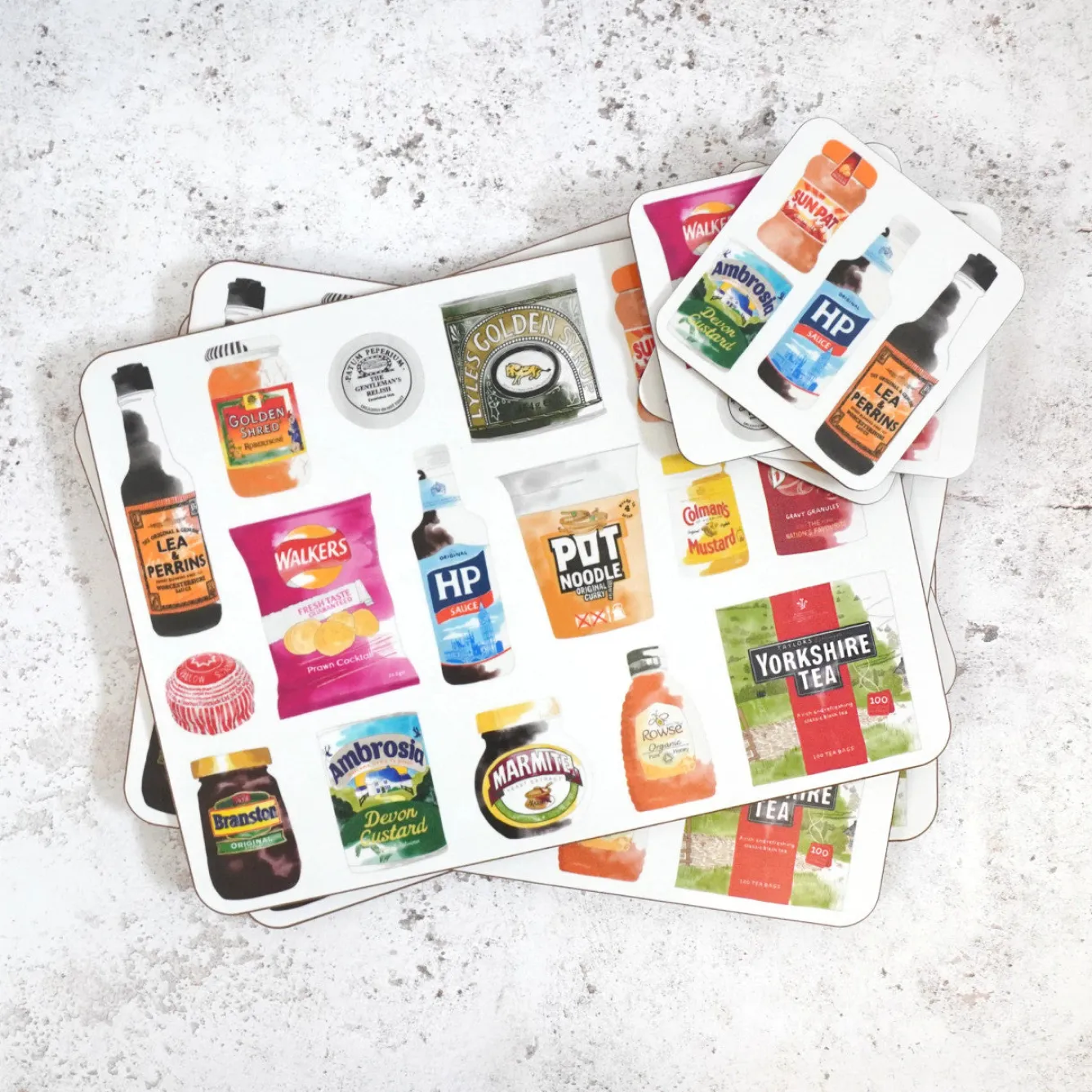 Corinne Alexander British Store Cupboard Coaster Set by- Father's Day|Coasters