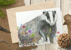 Jen Winnett Brockwell the Badger Blank Greetings Eco Card- Greeting Cards