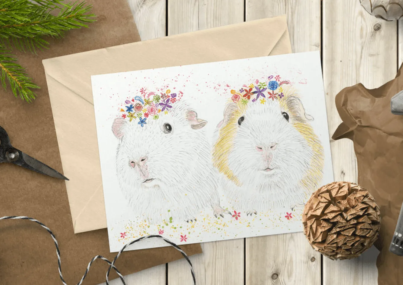 Jen Winnett Bubble and Squeak Blank Greetings Eco Card- Pets|Greeting Cards