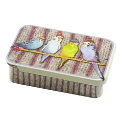 Emma Ball Budgies in Beanies Mini Slider Tin- Storage