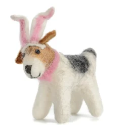Amica Felt Bunny Earred Standing Fox Terrier Felt Decoration- Easter|Seasonal Decor