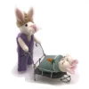 Amica Felt Bunny with Babies in Wheelbarrow Felt Decoration- Easter|Seasonal Decor