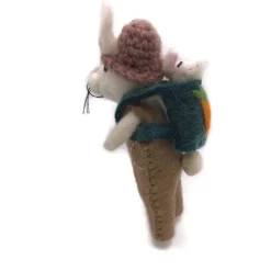 Amica Felt Bunny with Baby Backpack Felt Decoration- Easter|Seasonal Decor