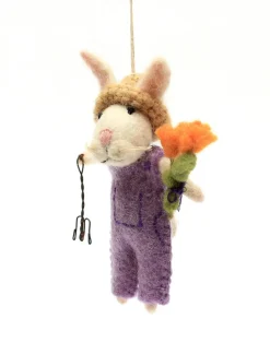 Amica Felt Bunny with Fork & Flowers Felt Decoration- Easter|Seasonal Decor