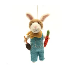Amica Felt Bunny with Trowel & Carrot Felt Decoration- Easter|Seasonal Decor