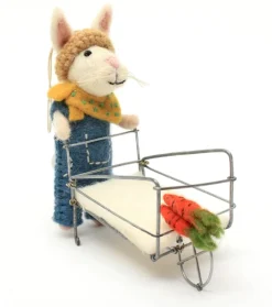 Amica Felt Bunny with Wheelbarrow Felt Decoration- Easter|Seasonal Decor