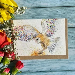Jen Winnett Bunty the Barn Owl Blank Greetings Eco Card- Greeting Cards
