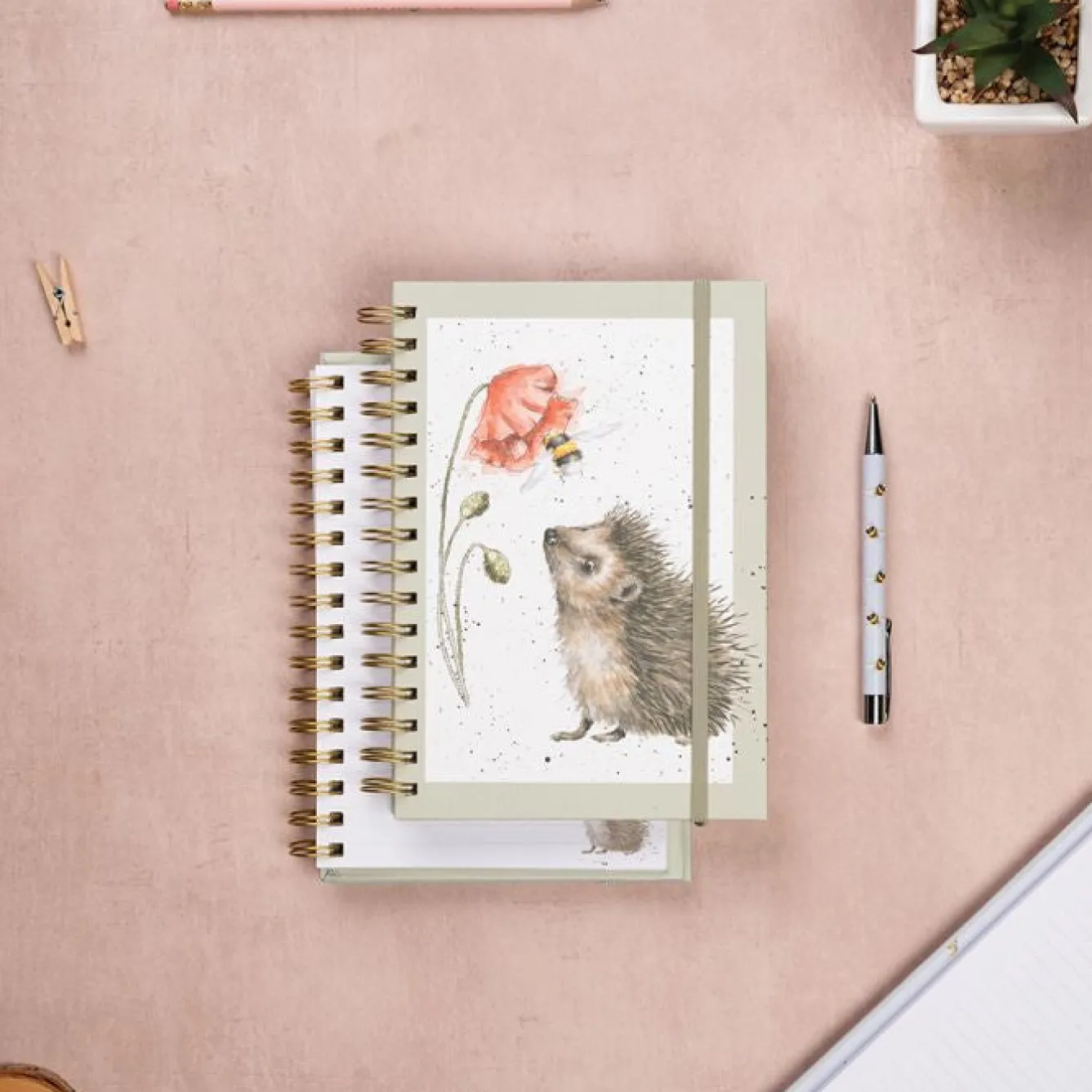 Wrendale Designs 'Busy as a Bee' Hedgehog Spiral Bound Notebook- Stationery