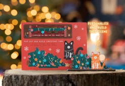 Dapple & Dot Cat & Fallen Christmas Tree Pop Out Card- Christmas Cards|Christmas