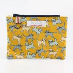 Poppy Treffry Cat Flat Zip Purse with Keyring- Storage|Key Chains