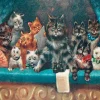 Madame Treacle Cats at the Theatre - Little Vintage Greeting Card- Greeting Cards
