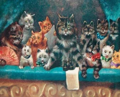 Madame Treacle Cats at the Theatre - Little Vintage Greeting Card- Greeting Cards