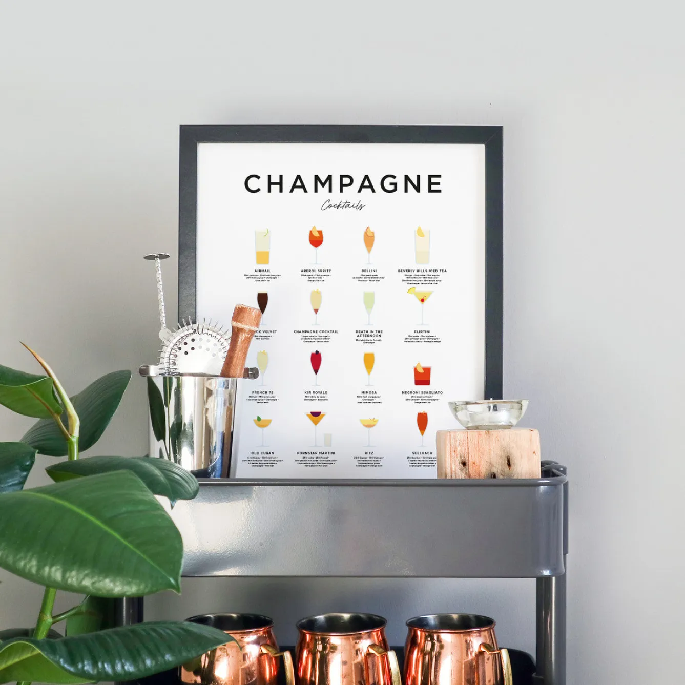 Everlong Print Co. Champagne Cocktails Print - Framed- Art