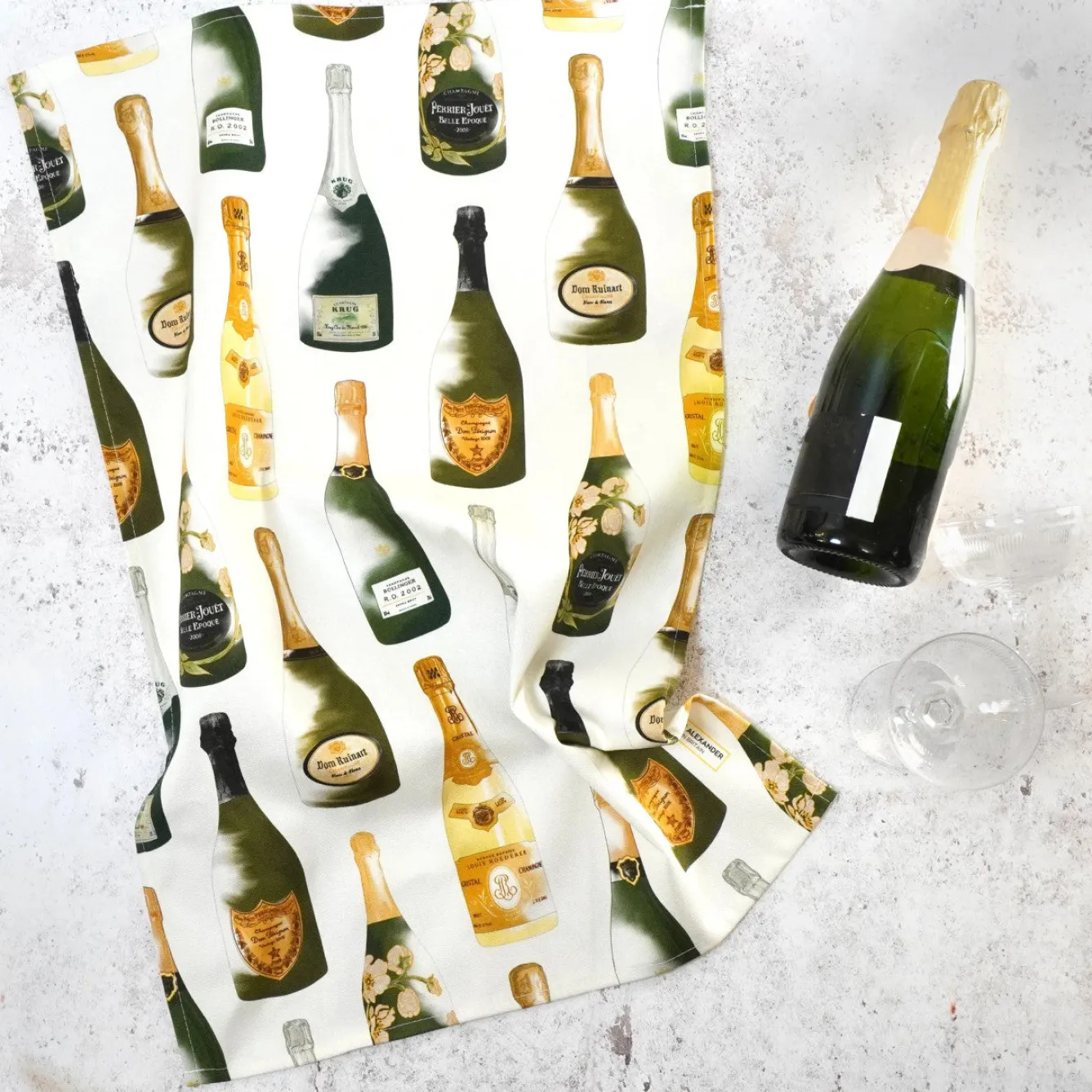 Corinne Alexander Champagne Tea Towel by- Tea|Tea Towels