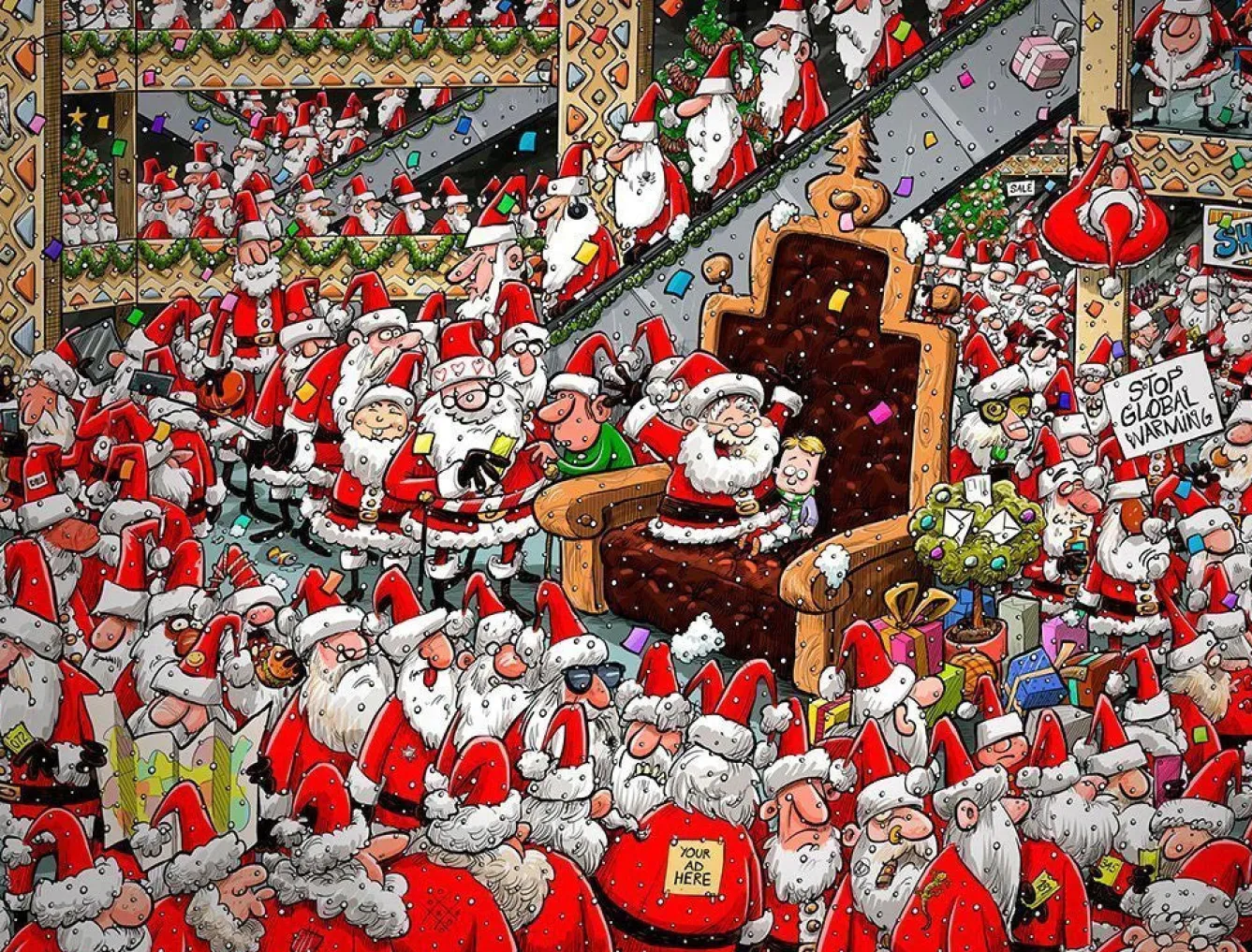 All Jigsaw Puzzles Chaos at Santa's Grotto 1000 Piece Jigsaw Puzzle- Christmas|Puzzles