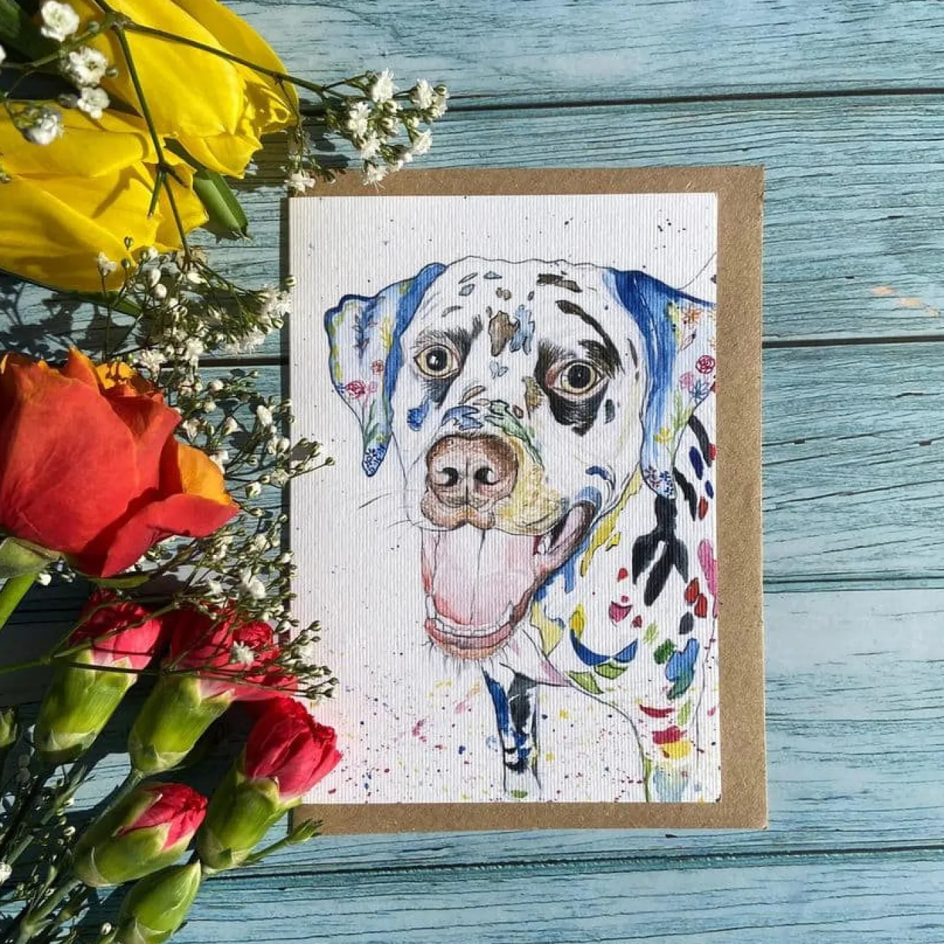 Jen Winnett Charlie the Dalmation Blank Greetings Eco Card- Greeting Cards