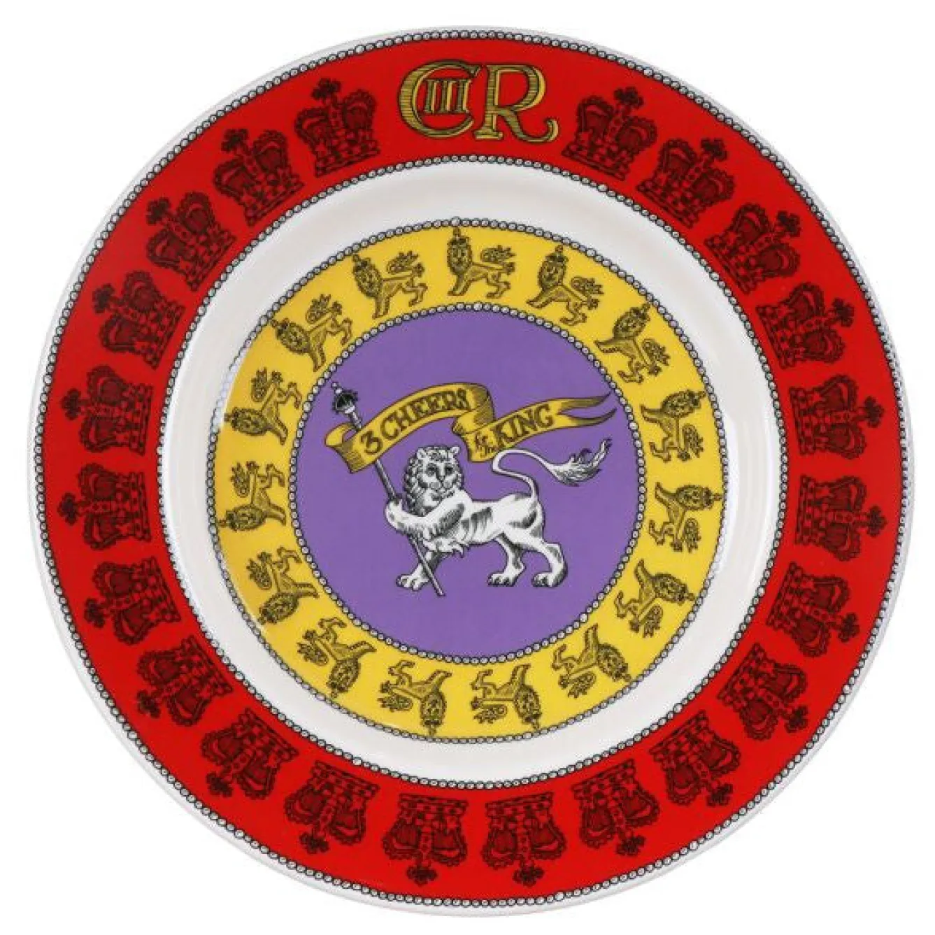Emma Bridgewater 3 Cheers for King Charles III 8 1/2 Inch Plate- Royal|Plates