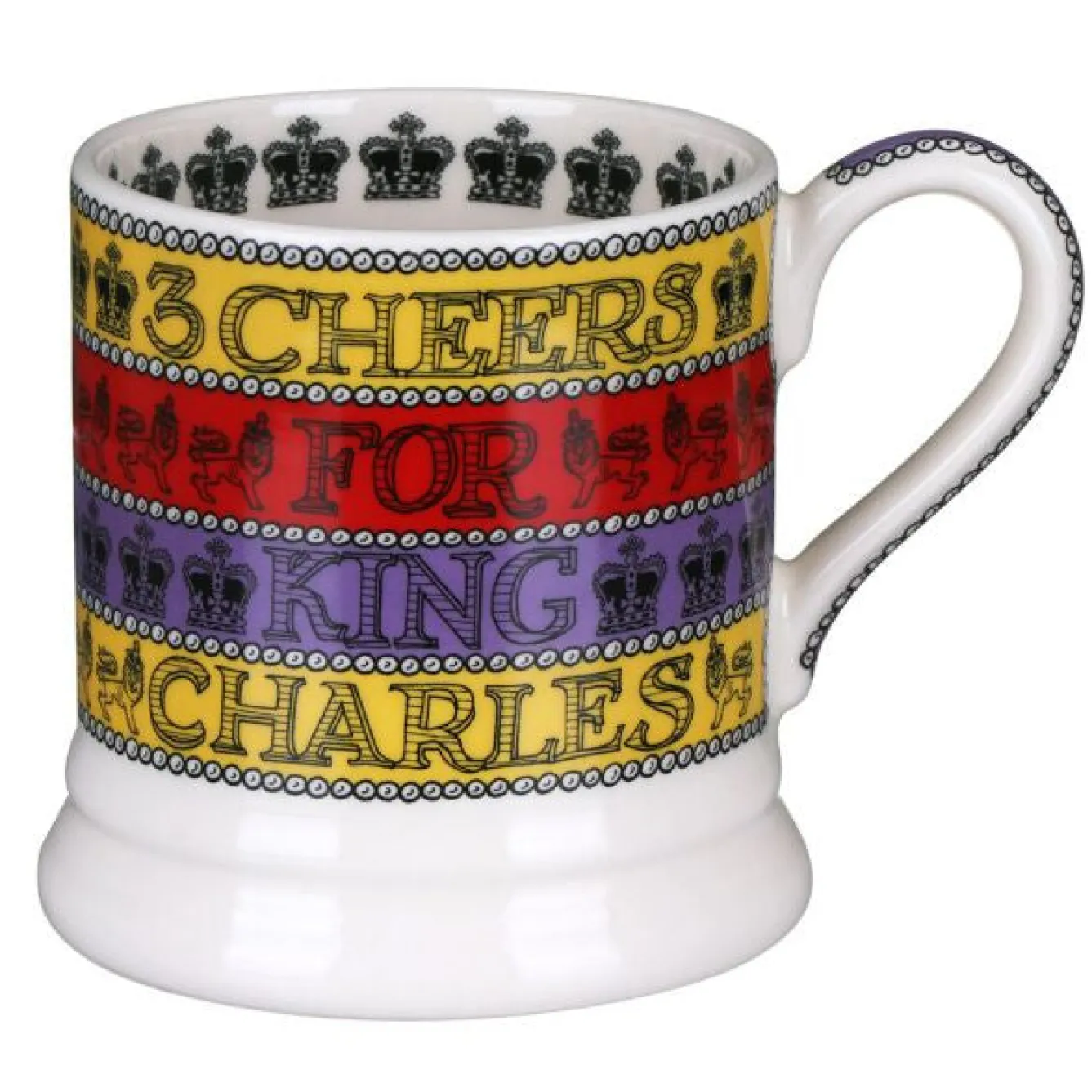 Emma Bridgewater 3 Cheers for King Charles III 1/2 Pint Mug- Royal