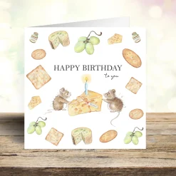 West Country Designs Cheese & Biscuits Mice Birthday Card- Greeting Cards