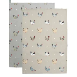 Sophie Allport Chicken & Lay a Little Egg Set of 2 Tea Towels by- Tea|Tea