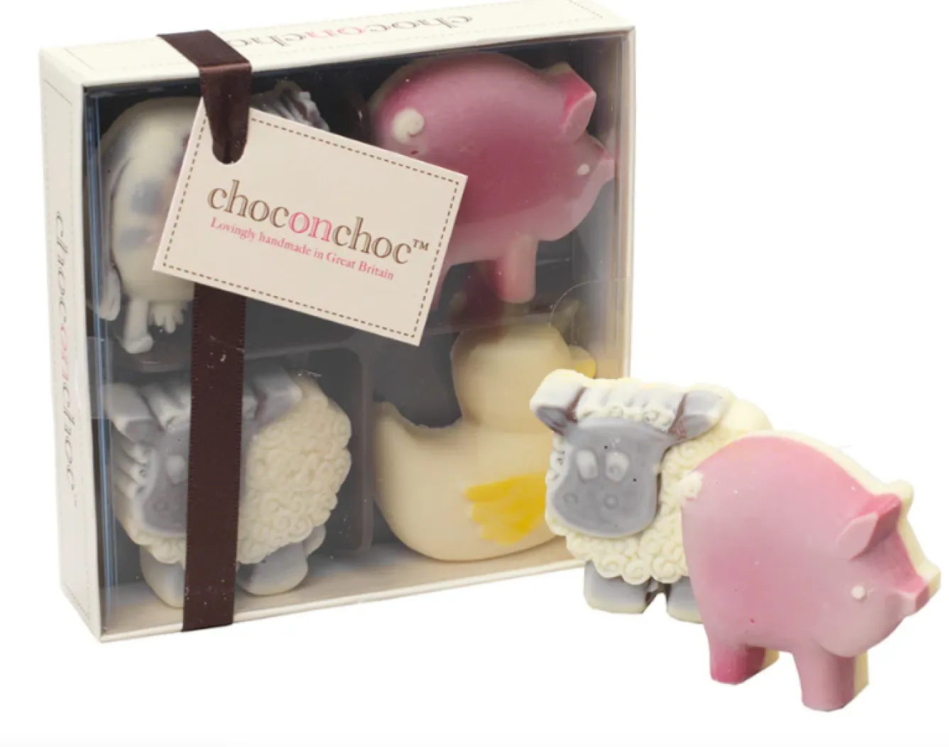 Choc on Choc Chocolate Animals Farmyard Selection Four Box- Tea|Chocolate