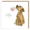 Paper Shed Design Chocolate Labrador with Pink Rose "Happy Birthday" Greetings Card- Greeting Cards