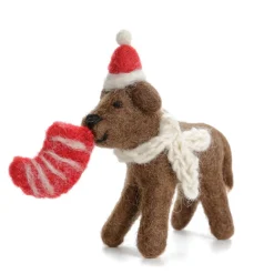 Amica Felt Chocolate Labrador with Stocking Felt Decoration- Christmas Decorations|Christmas