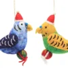 Amica Felt Christmas Budgie with a Present Felt Decoration- Christmas|Seasonal Decor