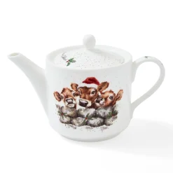 Wrendale Designs Christmas Calves Fine Bone China Teapot- Tea|Teapots