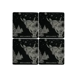 Selbrae Christmas Highland Cow Slate Coasters- Set of 4- Coasters