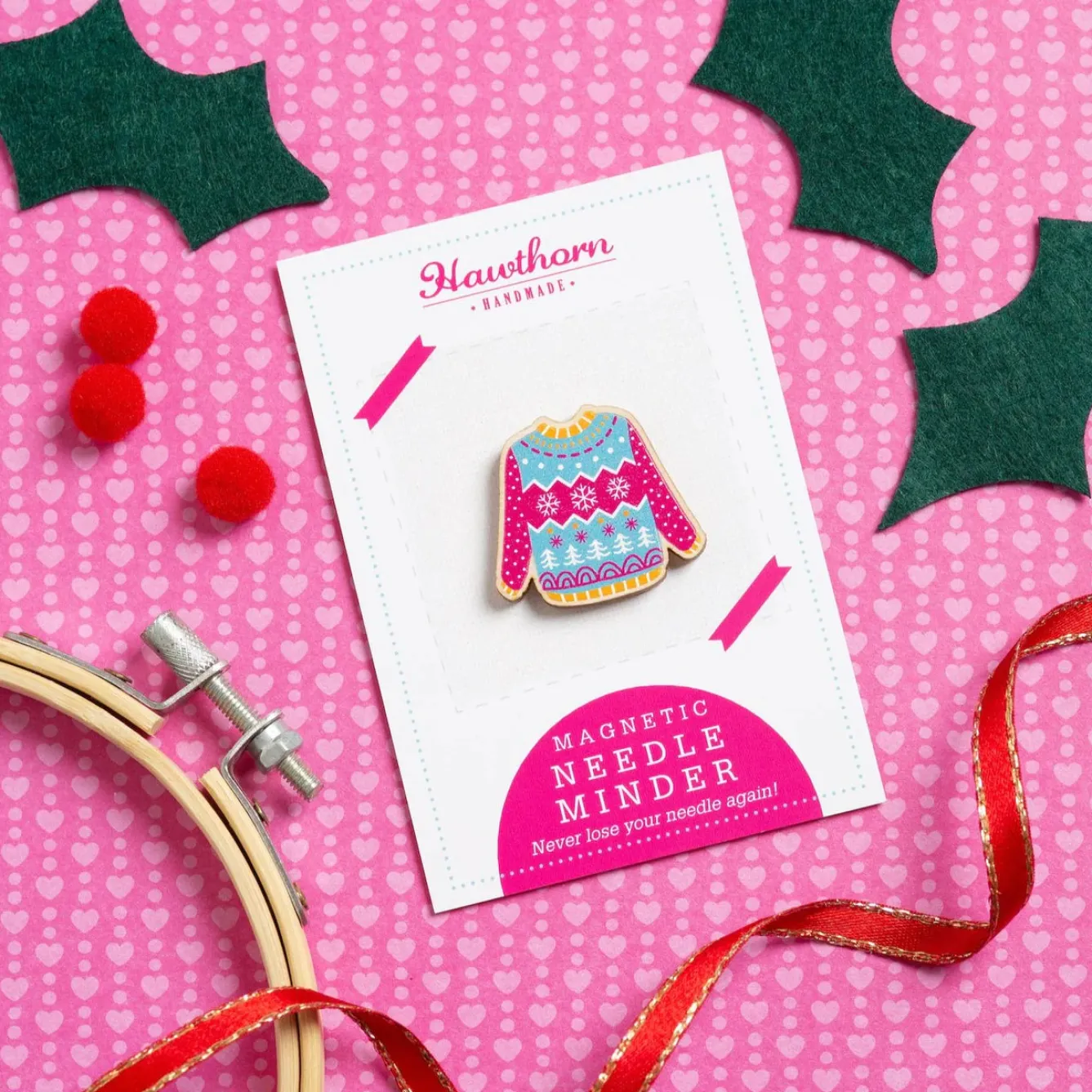 Hawthorn Handmade Christmas Jumper Magnetic Needle Holder- Crafts