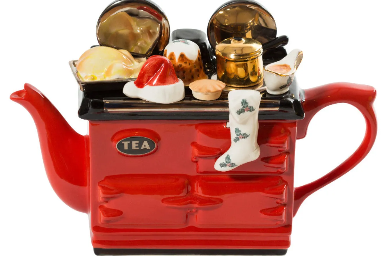 Ceramic Inspirations Christmas Large Aga Teapot - Red- Tea|Teapots
