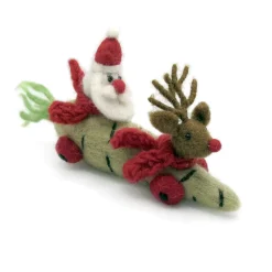 Amica Felt Christmas Parsnip Car with Santa & Reindeer Felt Decoration- Christmas Decorations|Christmas