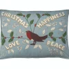 Jan Constantine Christmas Robin Pillow - Duck Egg Blue- Seasonal Decor|Pillows & Throws