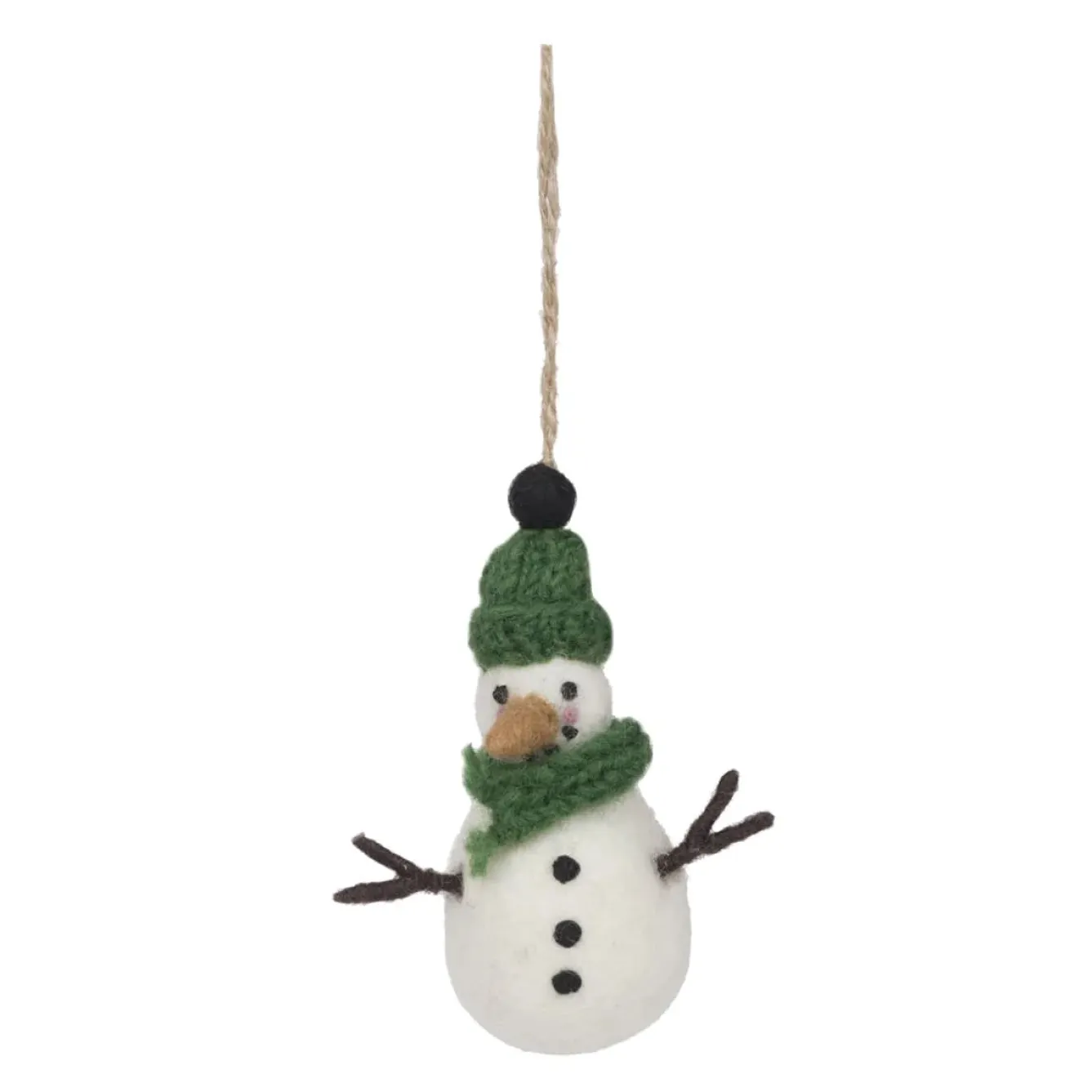 Sophie Allport Christmas Snowman Green Felt Tree Decoration- Christmas|Tea