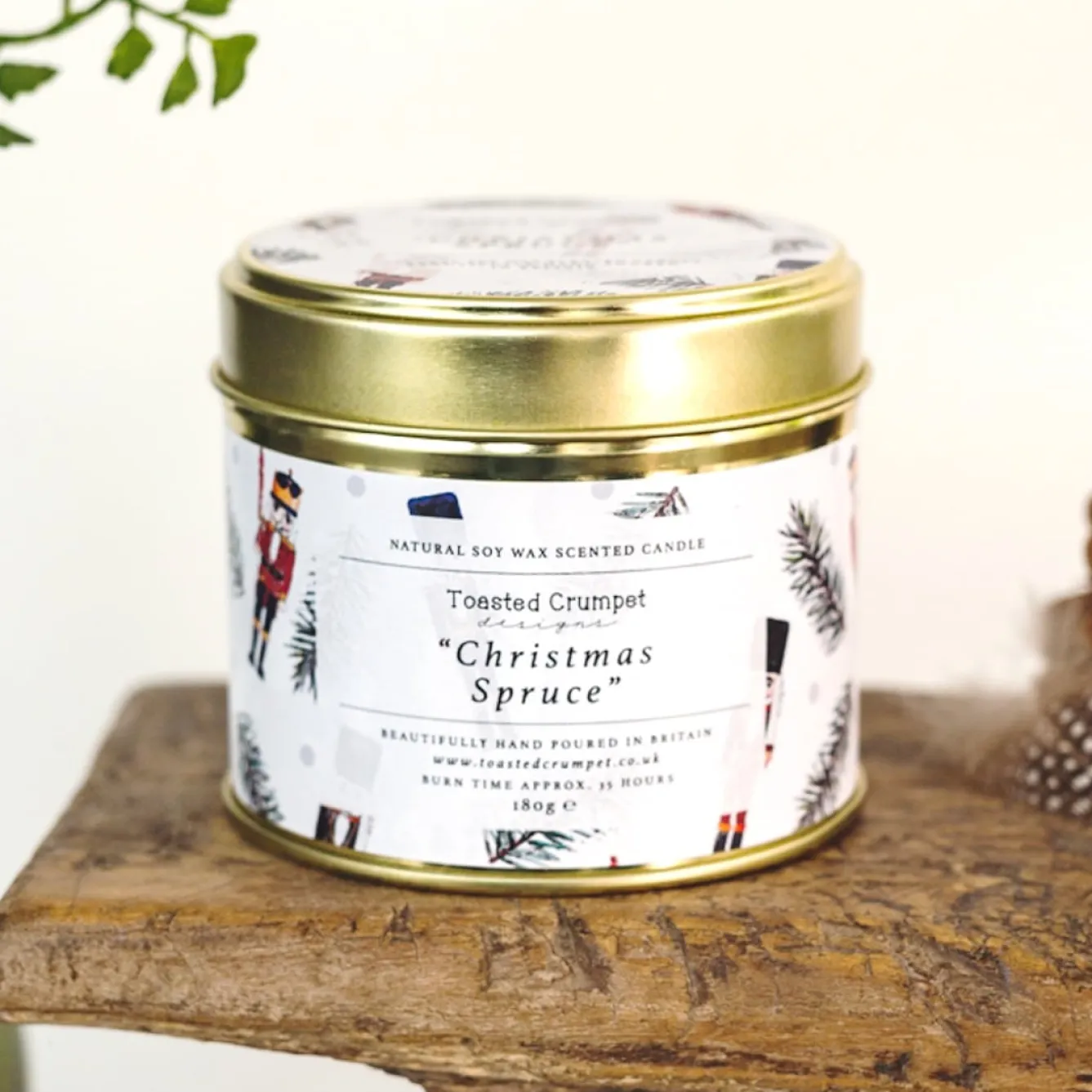 Toasted Crumpet 'Christmas Spruce' Candle in a Matte Gold Tin- Christmas