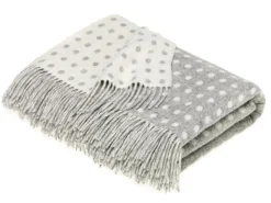 Bronte Moon Classic Collection Spot Gray Merino Lambswool Throw Blanket- Pillows & Throws|Bright Colors