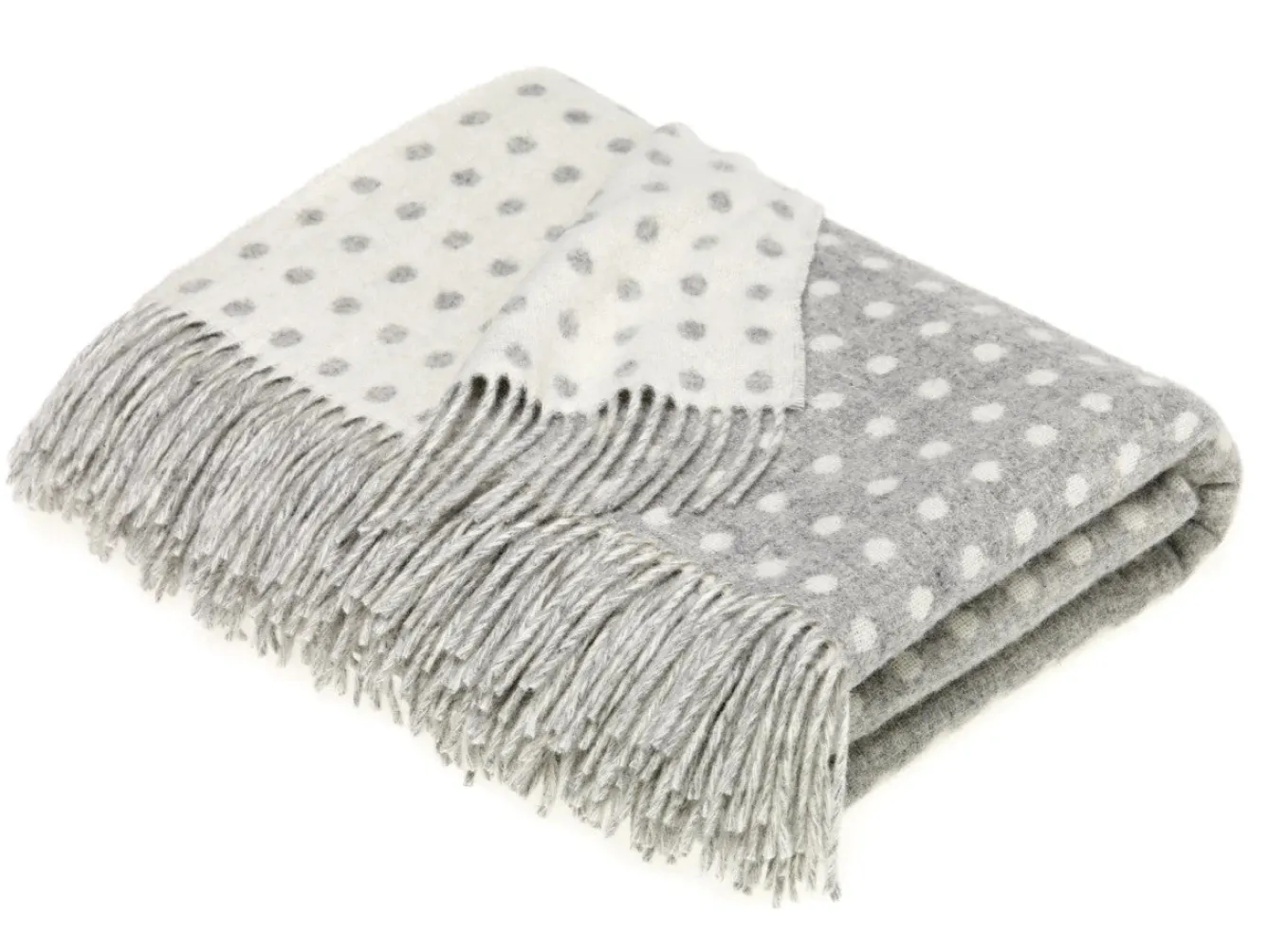 Bronte Moon Classic Collection Spot Gray Merino Lambswool Throw Blanket- Pillows & Throws|Bright Colors