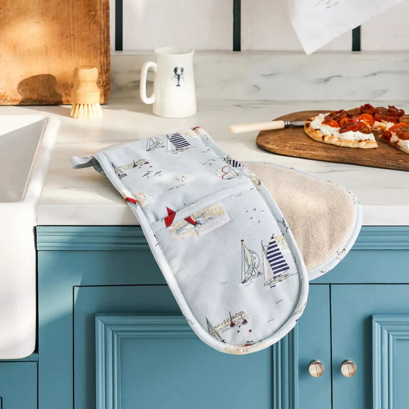 Sophie Allport Coastal Boats Double Oven Glove- Oven Gloves/Mitts